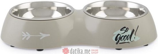 Beeztees POSUDA ZA PSE DVODJELNA SO GOOD GREY-34 x 6 cm - 2 x 350 ml 
