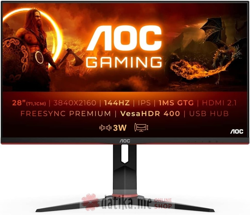Монитор для игр AOC U28G2XU2/BK 28" 4K IPS 144Hz 1ms в Черногории
