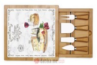 EASY LIFE DASKA ZA POSLUZIVANJE SA STAKLOM 25,5x25,5cm+4 NOZA LES FROMAGES
