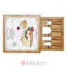 EASY LIFE DASKA ZA POSLUZIVANJE SA STAKLOM 25,5x25,5cm+4 NOZA LES FROMAGES