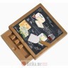 EASY LIFE DASKA ZA POSLUZIVANJE SA STAKLOM 25,5x25,5cm+4 NOZA WORLD OF CHEESE