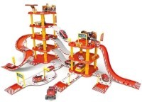 ECO TOYS Velika parking garaža vatrogasna stanica, 4 nivoa, benzinska pumpa, 100 elemenata