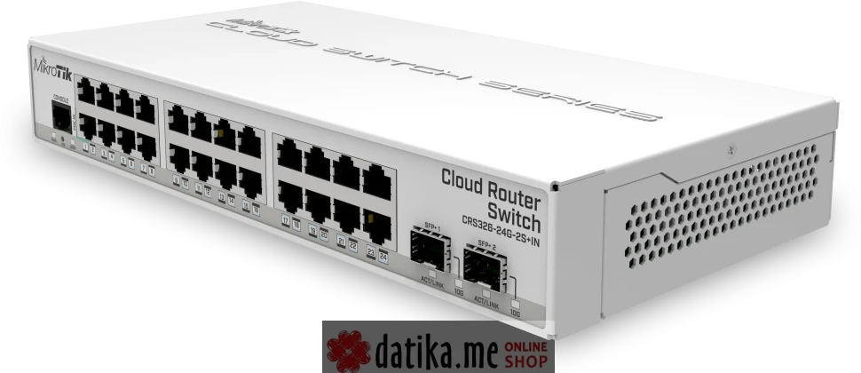 MIKROTIK (CRS326-24G-2S+IN) RouterOS L5 ili SwitchOS 24x GigE, 2xSFP+, dual boot desktop case switch