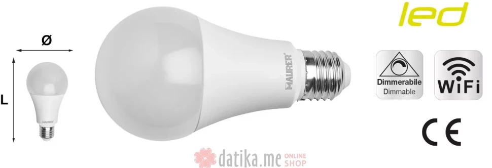 MAURER Sijalica Led DMB WiFi 70mm/E27/12W/1521Lm/2700-6000K/IP20