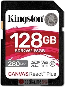 KINGSTON 128GB Canvas React Plus V60 SD Memory Card
