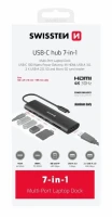Swissten USB-C HUB 7-IN-1 (USB-C 100W, HDMI 4K, 1x USB-A 3.0, 2x USB-A 2.0, SD, MICRO SD) ALUMINIUM
