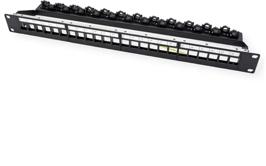 ROLINE Keystone 19'' Module Frame, empty, 24 ports, shielded, clip fixing, black