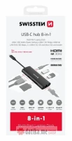 Swissten USB-C HUB 8-IN-1 (USB-C 100W, HDMI 4K, LAN RJ45, 2x USB-A, 1x USB-C 5GBps, SD, MICRO SD) ALUMINIUM