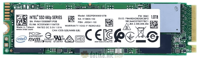 Intel 1TB M.2 PCIe NVMe 3.0 x4 SSD 660p Series, SSDPEKNW010T8X1  in Podgorica Montenegro