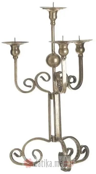INART SVIJECNJAK METAL 4 SEAT ANTIQUE GOLDEN 29X29X56cm