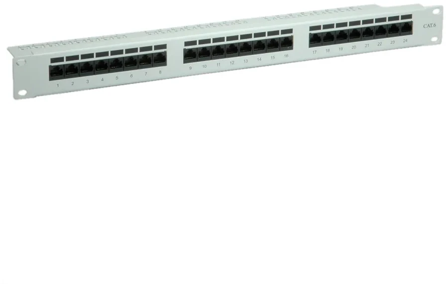 VALUE Cat.6 (Class E) 19" Patch Panel, 24 Ports, UTP, grey