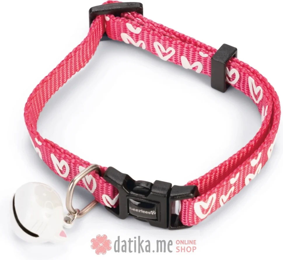 Beeztees  OGRLICA ZA MACE HEART PINK 20-30X1