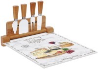 EASY LIFE DASKA ZA POSLUZIVANJE SA STAKLOM + 4 NOZA LES FROMAGES