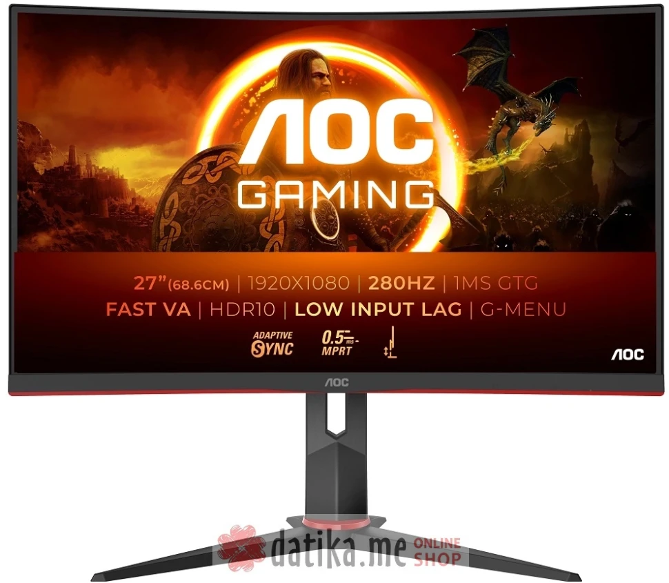AOC C27G2Z3 27'' Full HD 280 Hz Gaming Zakrivljeni Monitor в Черногории