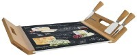 EASY LIFE DASKA ZA POSLUŽIVANJE SA STAKLOM 44x28cm+4 NOZA WORLD OF CHEESE