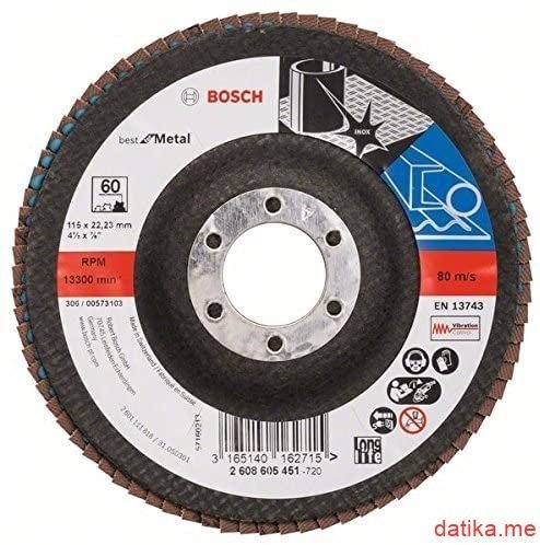 Bosch Brusni lamelni disk za metal/inox 115mm 60G izvijeni X571