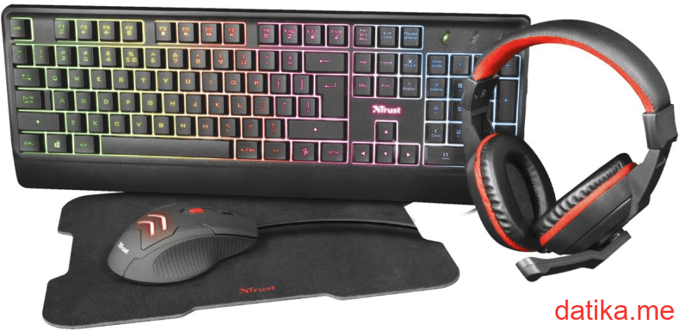 Trust Ziva 4-in-1 Gaming Bundle, Keyboard + Mouse + Mousepad + Headset