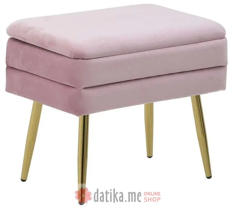 INART TABURE VELVET PINK 50Χ34Χ42