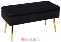 INART TABURE VELVET STORAGE OTTOMAN BLACK/GOLDEN 80Χ38Χ42