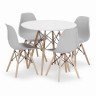Bolzz TORINO OKRUGLI STO 80 cm WHITE + Milano set 4 stolice SVIJETLO SIVA