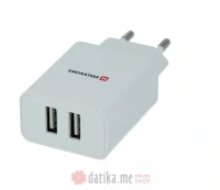 Swissten Travel charger Smart IC 2x USB-A power white