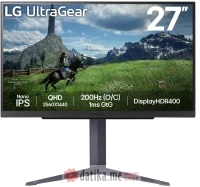LG 27GS85Q-B 27" UltraGear QHD Nano IPS 180Hz Gaming monitor