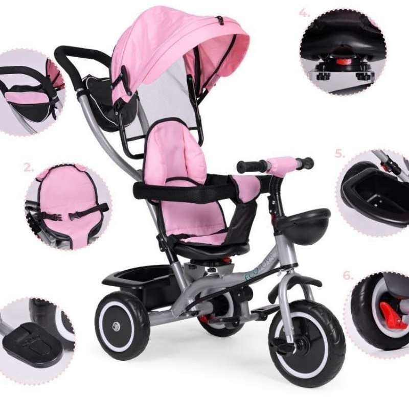ECOTOYS 2U1 TRICIKL SA ROTIRAJUĆIM SJEDIŠTEM I SKLOPIVOM TENDOM PINK ECOTOYS 2U1 TRICIKL SA ROTIRAJUĆIM SJEDIŠTEM I SKLOPIVOM TENDOM PINK