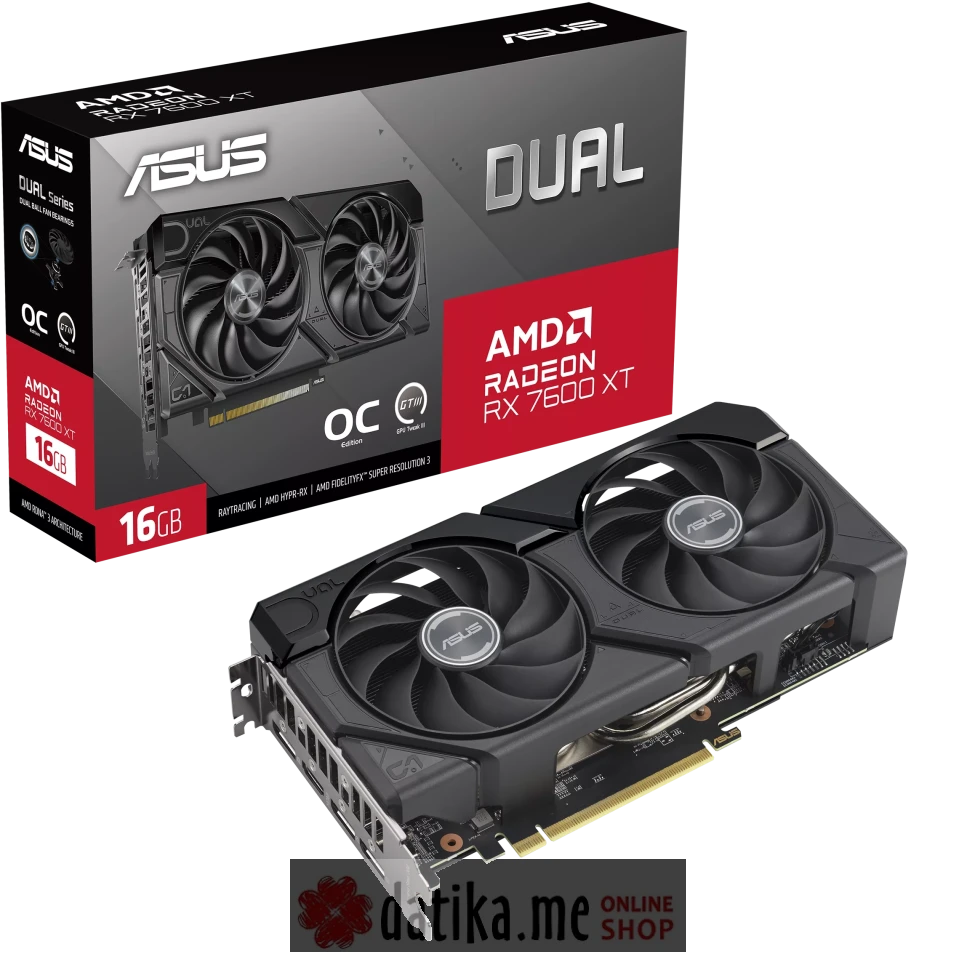 ASUS Dual Radeon RX 7600 XT OC Edition 16GB GDDR6, DUAL-RX7600XT-O16G