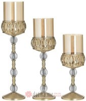 INART SET TRI SVIJECNJAKA METAL/GLASS CANDLE HOLDER GOLDEN 10Χ42cm
