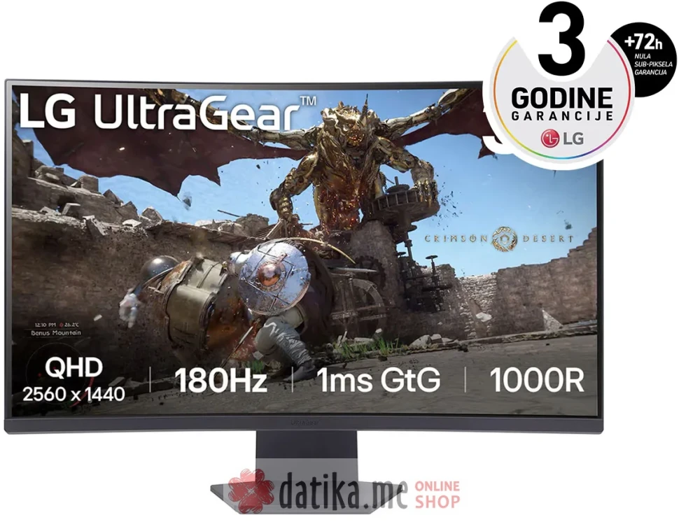 LG 32GS60QC-B 31.5'' QHD 180Hz UltraGear zakrivljeni Gaming Monitor в Черногории