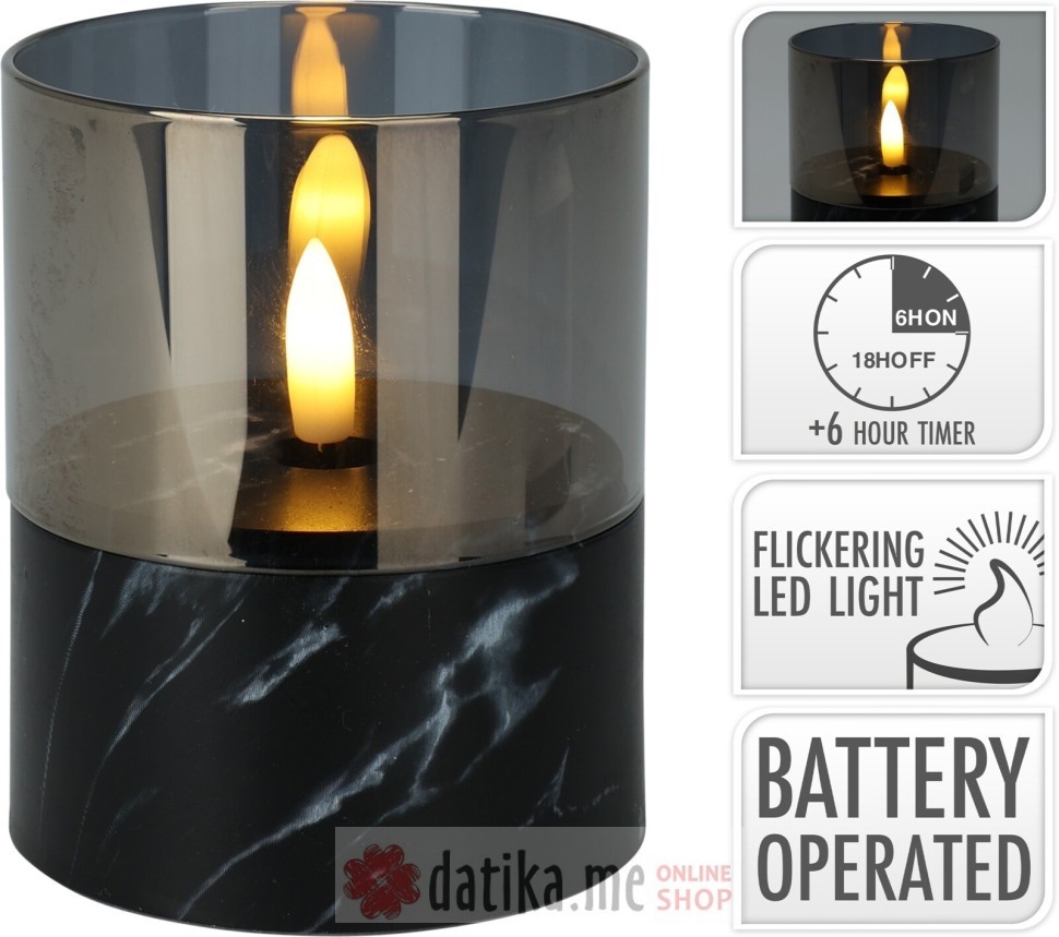 Koopman Led svijeca u staklu sivo staklo, 80x100 mm в Черногории