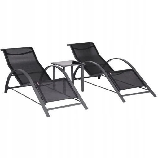 ModernHome Set od 2 ležaljke za baštu sa stolom Black в Черногории ModernHome Set od 2 ležaljke za baštu sa stolom Black в Черногории