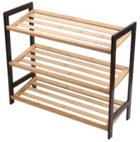 ModernHome Polica za obucu 3 nivoa bamboo crna