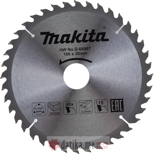 Makita D-64967 NOZ ZA CIRKULAR ZA DRVO 190x30MM