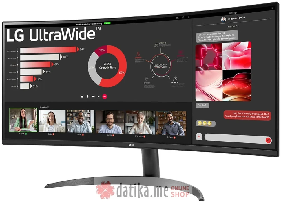 LG UltraWide 34WR50QK-B 34” 3440x1440 100Hz zakrivljeni Monitor 