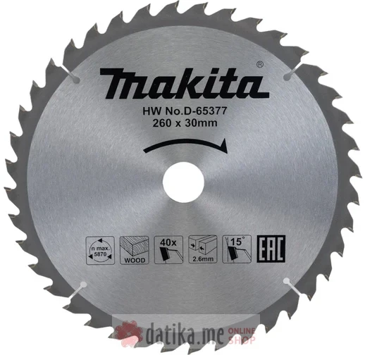 Makita D-65377 NOZ ZA CIRKULAR ZA DRVO 260x30MM