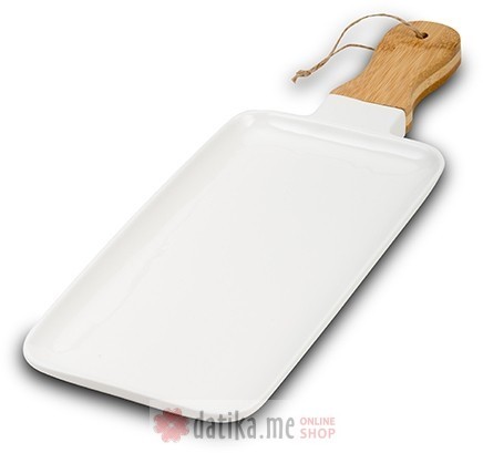 NAVA TANJIR ZA POSLUŽIVANJE SA RUČKOM OD BAMBUSA "Terrestrial" White 41cm