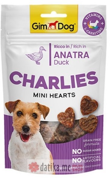 GIMDOG CHARLIES MINI HEARTS DUCK 70GR-poslastice za pse в Черногории