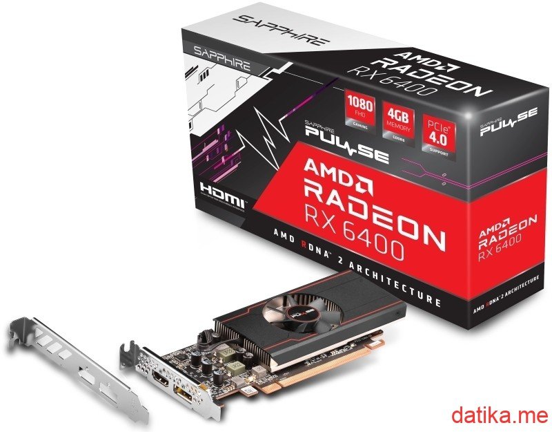 SAPPHIRE AMD Radeon RX 6400 4GB 64bit, PULSE RX 6400 GAMING 4GB