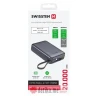 Swissten Power bank 20000 mAh with built-in cables USB-C and Lightning Space silver