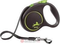 Flexi Povodac Black Design Small Tape 5M Green 