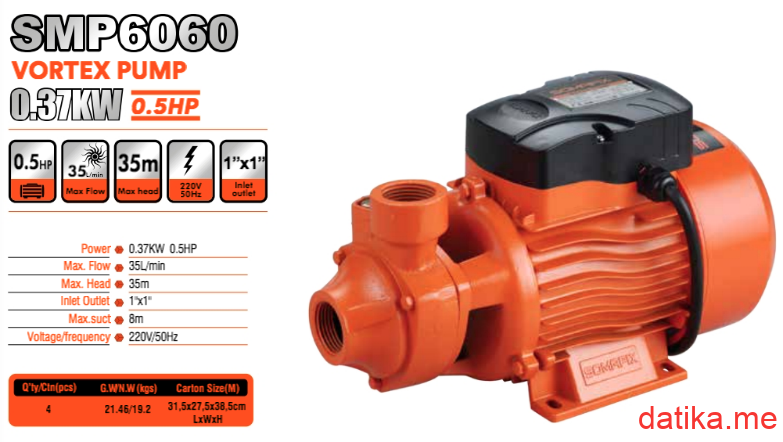 Somafix SMP6060 Pumpa periferna za vodu 35m 35L/min 370W 1"x1"