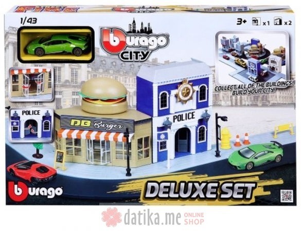 Bburago Igracka fire city deluxe set i vozilo 1/43 asst