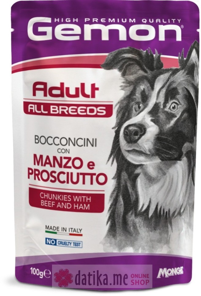 Monge Gemon All Breeds Adult Dog Preliv Sa Govedinom I Šunkom 100gr 