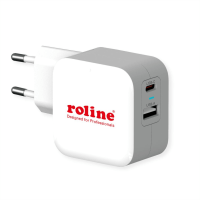 Roline USB Wall Charger Euro Plug, 2 Ports, 1x QC3.0 A + 1x C (PD), 38W 