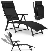 MultiGarden Sklopiva baštenska ležaljka za plažu sa podesivim naslonom i čeličnim ramom, Black 
