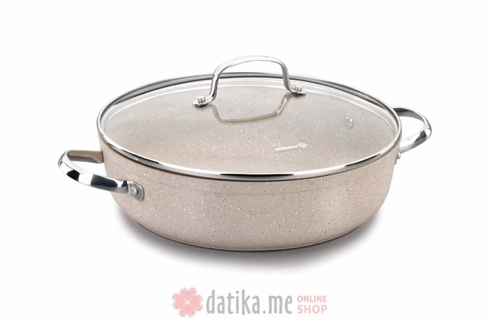 Korkmaz Plitka šerpa 3.5l Granita fi 26x7cm sa staklenim poklopcem Korkmaz