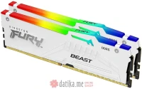 Kingston Kapacitet 64 GB DDR5 6000MT/s FURY BEAST WHITE Edition RGB Heatsink (Kit od 2 x 32 GB), KF560C30BWAK2-64  