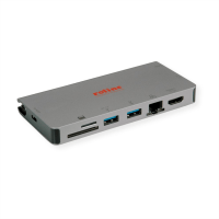 Roline USB Type C docking station, 4K HDMI, 1x VGA, 2x USB 3.2 Gen 1 ports, 1x SD/MicroSD card reader, 1x USB Type C PD, 1x Gigabit Ethernet 