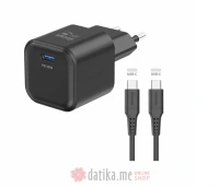 Swissten Travel charger 1x USB-C 35W PD black, data cable USB-C/USB-C 1.2 M black